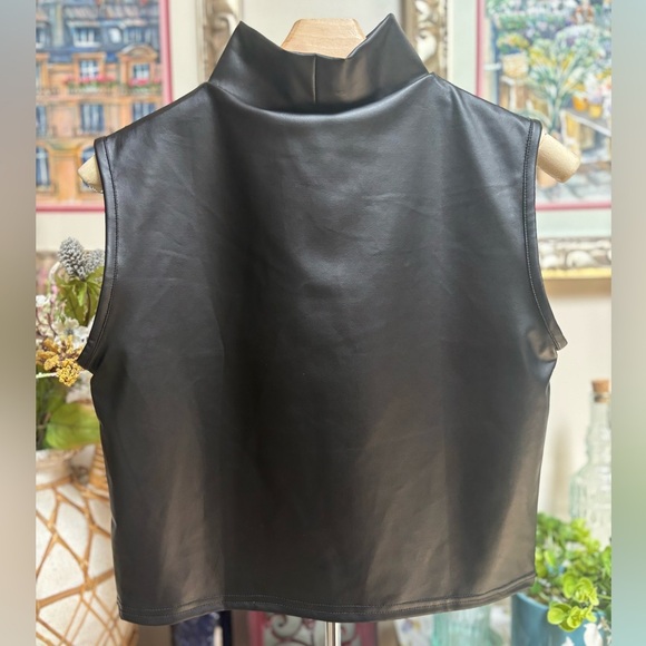 ZELIE FOR SHE For Norstram Black Faux Leather Sleeveless Crop Tank Top Sz 1X NWT - Picture 7 of 7